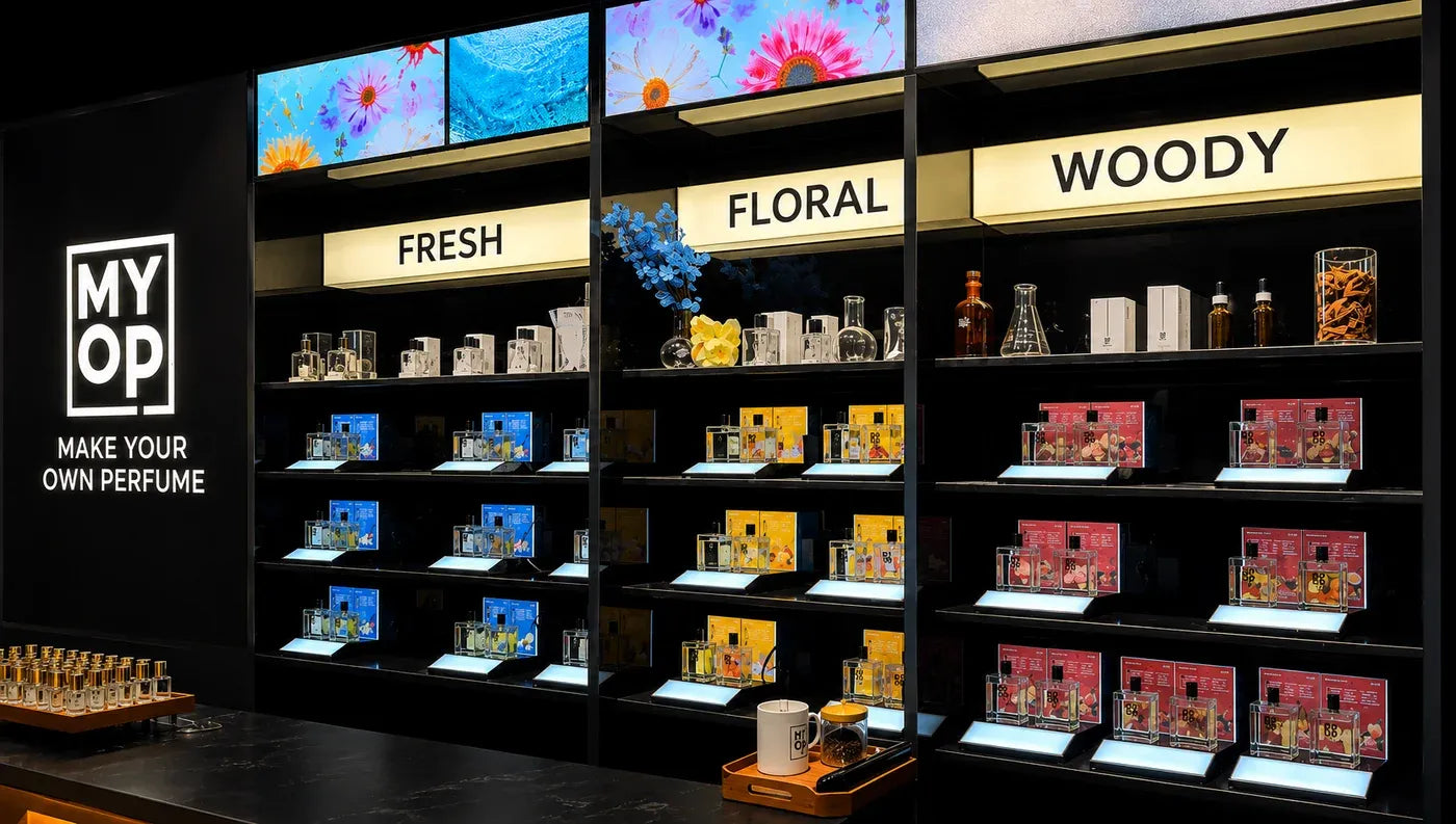Perfume for office wear - MYOP fragrance counter in a retail store