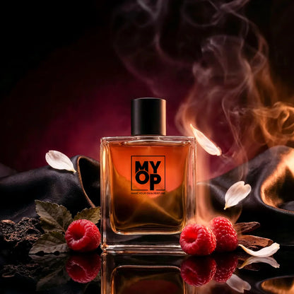 MYOP Offbeat luxury perfume: an intense, long-lasting unisex fragrance featuring smokey leather, ripe raspberry, and dark woody notes.